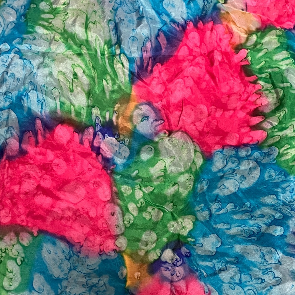 100% Silk Vibrant Tie-Dye Pattern Scarf